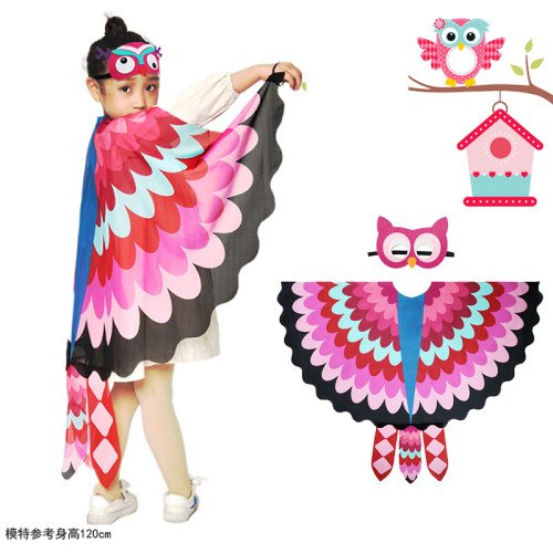 儿童小鸟翅膀猫头鹰服装走秀披风