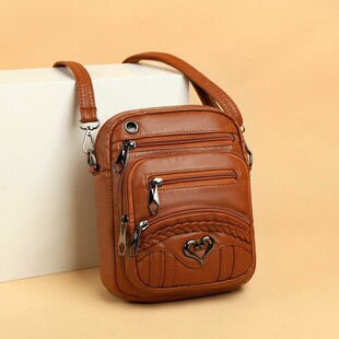 软皮小包包女斜挎包2024新款女士多层包包时尚单肩女包手机零钱包