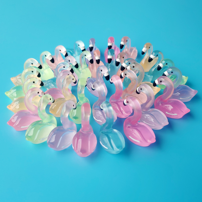 树脂夜光五彩火烈鸟小摆件