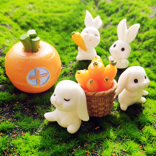 少女心桌面小兔子微景观鱼缸摆件