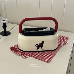 手提款猫咪纸巾盒韩系家用客厅抽纸盒餐巾纸收纳盒桌面装饰摆件