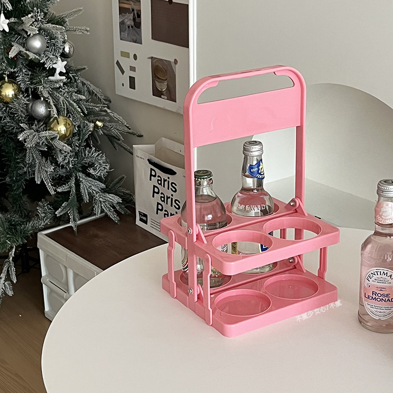 折叠饮料架ins法式复古杯架露营野餐置物架糖果色手提啤酒收纳架,收纳整理,整理架/置物架/收纳架,淘宝优惠券,粉丝福利购,淘宝优惠卷