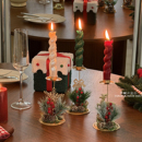 圣诞氛围圣诞金色烛台装 饰品场景布置 饰橱窗桌面摆件圣诞节蜡烛装