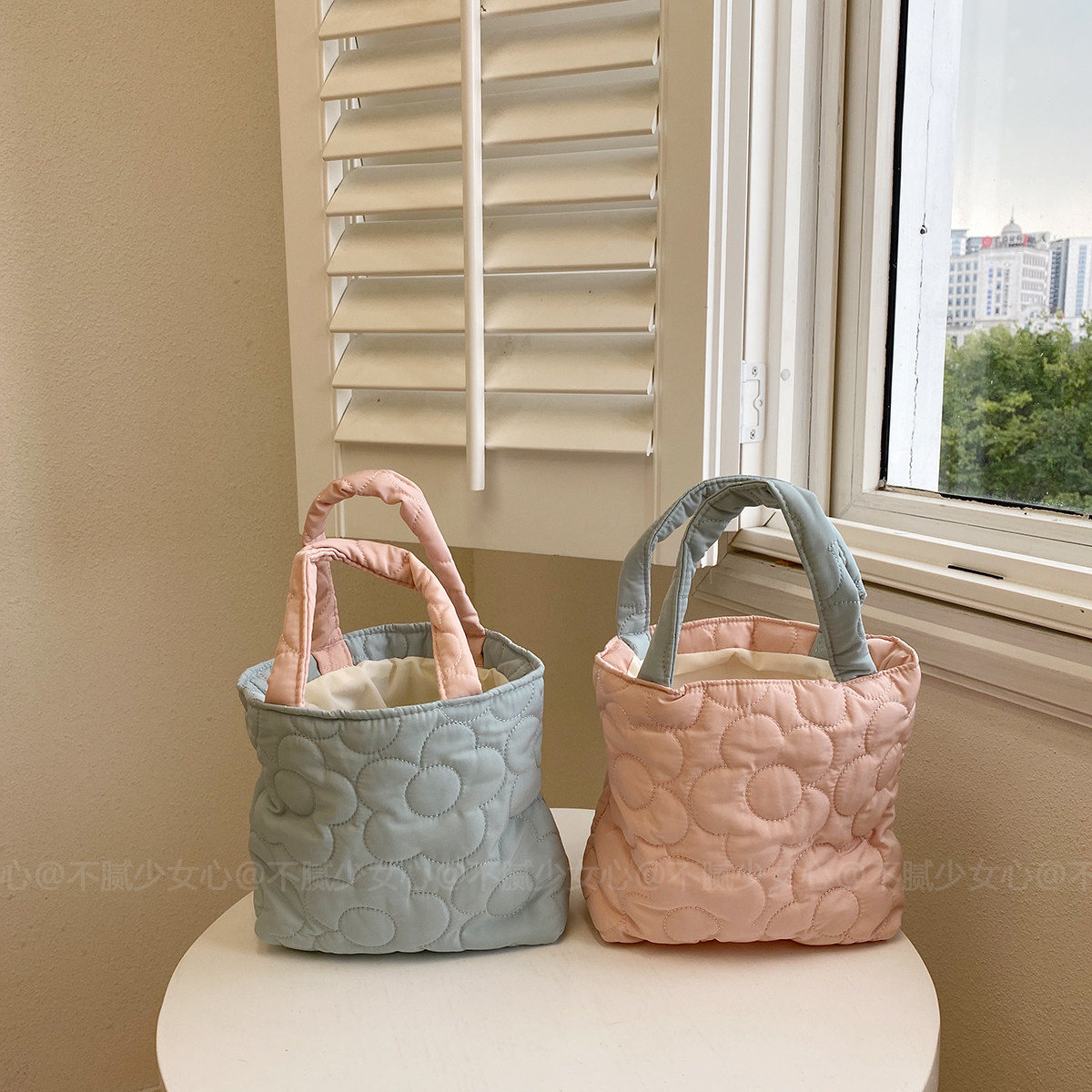 不腻少女心*软绵绵奶fufu的手提包大花朵手拎包百搭小包包便当包