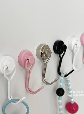 磁铁挂钩冰箱贴纯色旋转入户门厨房强力承重黑色银白色吸铁石