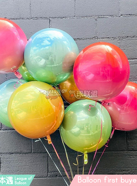 画本遇进口4D渐变彩虹色铝箔圆形氦气球装饰生日儿童婚礼3D立体球