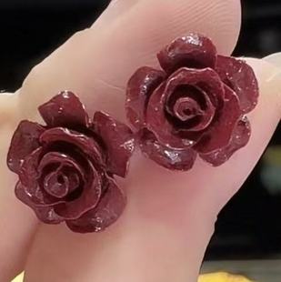12.28高阶朱砂玫瑰花耳钉 小琦粉丝专享