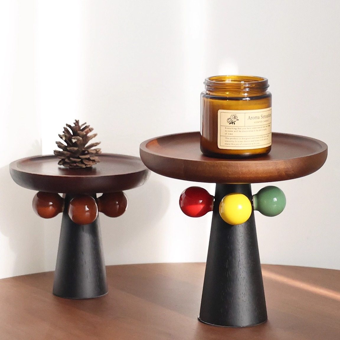 复古高脚实木托盘香薰蜡烛烛台托盘装饰摆件香水首饰收纳盘高级感,家居饰品,香薰托盘,淘宝优惠券,粉丝福利购,淘宝优惠卷