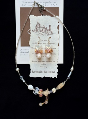 白雾霜花 | 原创蜜糖日系复古手工串珠项链女小众花朵珍珠锁骨链