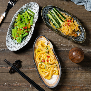 陶瓷窑变异性盘子凉菜盘小菜碟创意家用特色餐厅盘子不规则日式盘