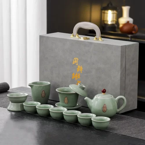 高档功夫茶具套装整套家用办公室哥窑陶瓷公司活动商务礼品伴手礼