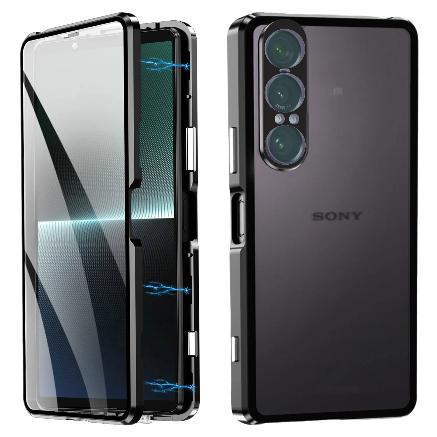 适用索尼Xperia1 VII代金属边框手机壳双面高清玻璃X1-7代万磁王