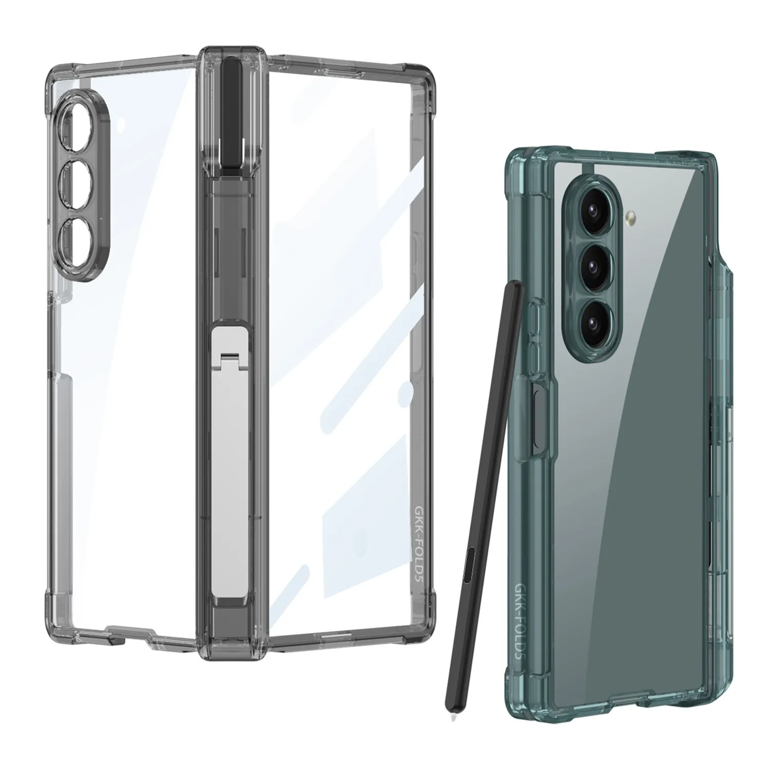 适用三星zfold5手机壳z fold6透明气囊转轴全包笔盒磁吸支架外壳