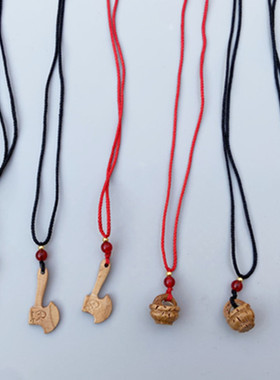 桃木葫芦项链儿童随身携带吊坠饰品挂件宝宝婴儿手工编织装饰品