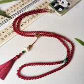 手机斜挎挂绳链条新中式 精致高级感可背带小花串珠链挂件 国风长款