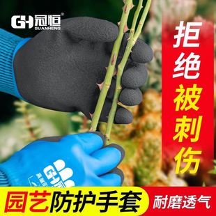 园艺手套剥榴莲板栗防刺防扎防水加厚园林种菜除草赶海劳保胶手套