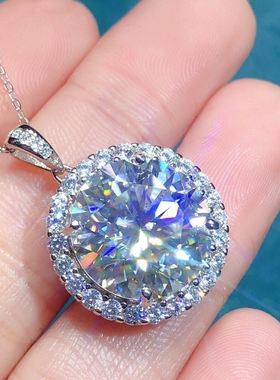 火彩钻石项链莫桑项链吊坠秒过钻笔火彩超好美国八心八箭