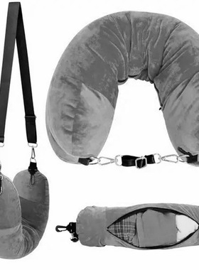 廉航神器u型枕套收纳袋u形枕套可填充可塞衣服廉价航空飞机护颈枕