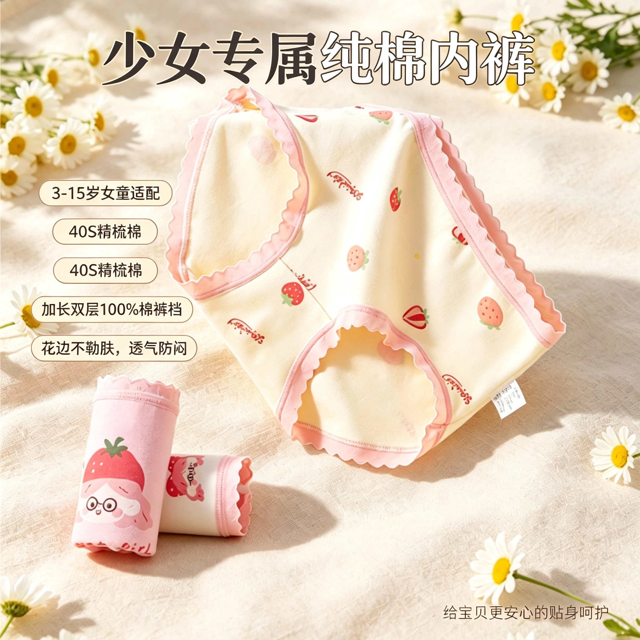 女童纯棉内裤少女抑菌短裤棉儿童内裤女孩6-12中大童透气四角短裤
