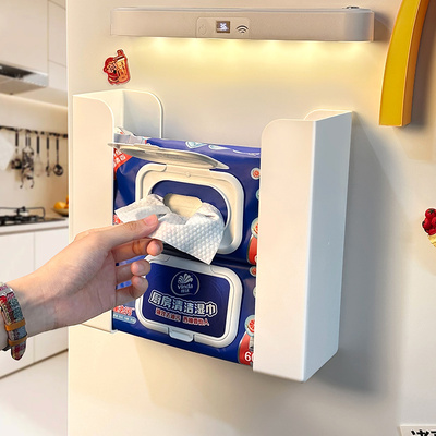 磁吸厨房纸巾盒间距可自由调节