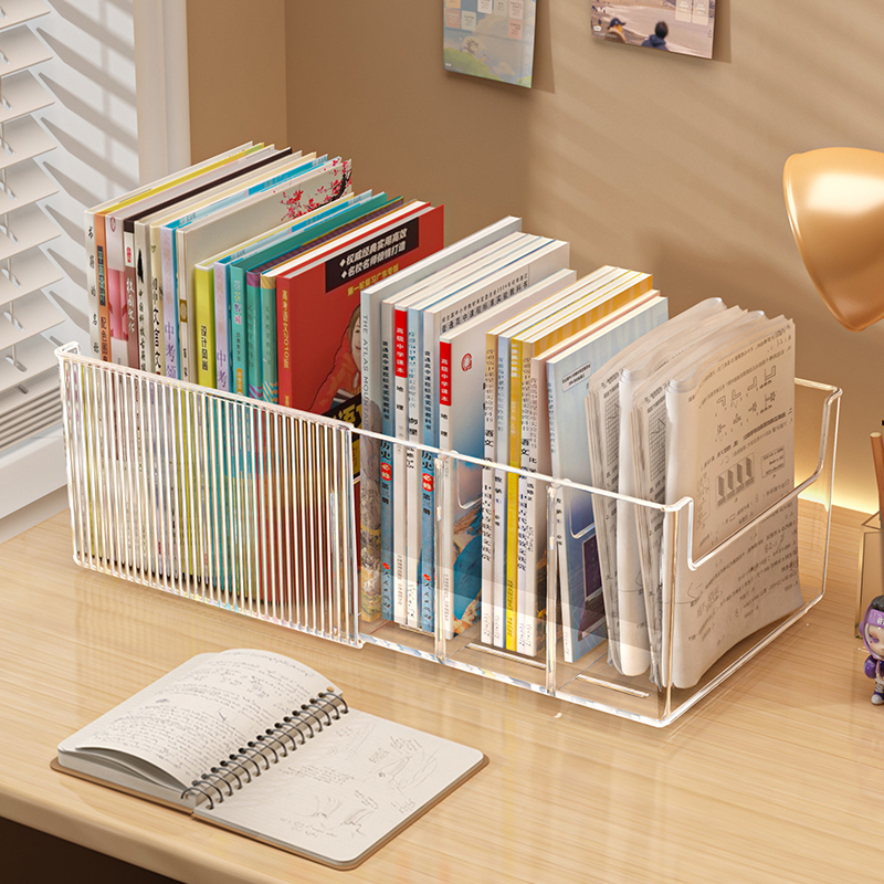 桌面书本收纳盒大容量书架文件书籍整理箱学生可伸缩置物架书立架