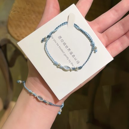 深海渐变小鱼手工编织手绳女小众设计ins情侣手链闺蜜学生手饰品