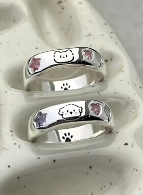 猫狗日记情侣对戒女轻奢小众