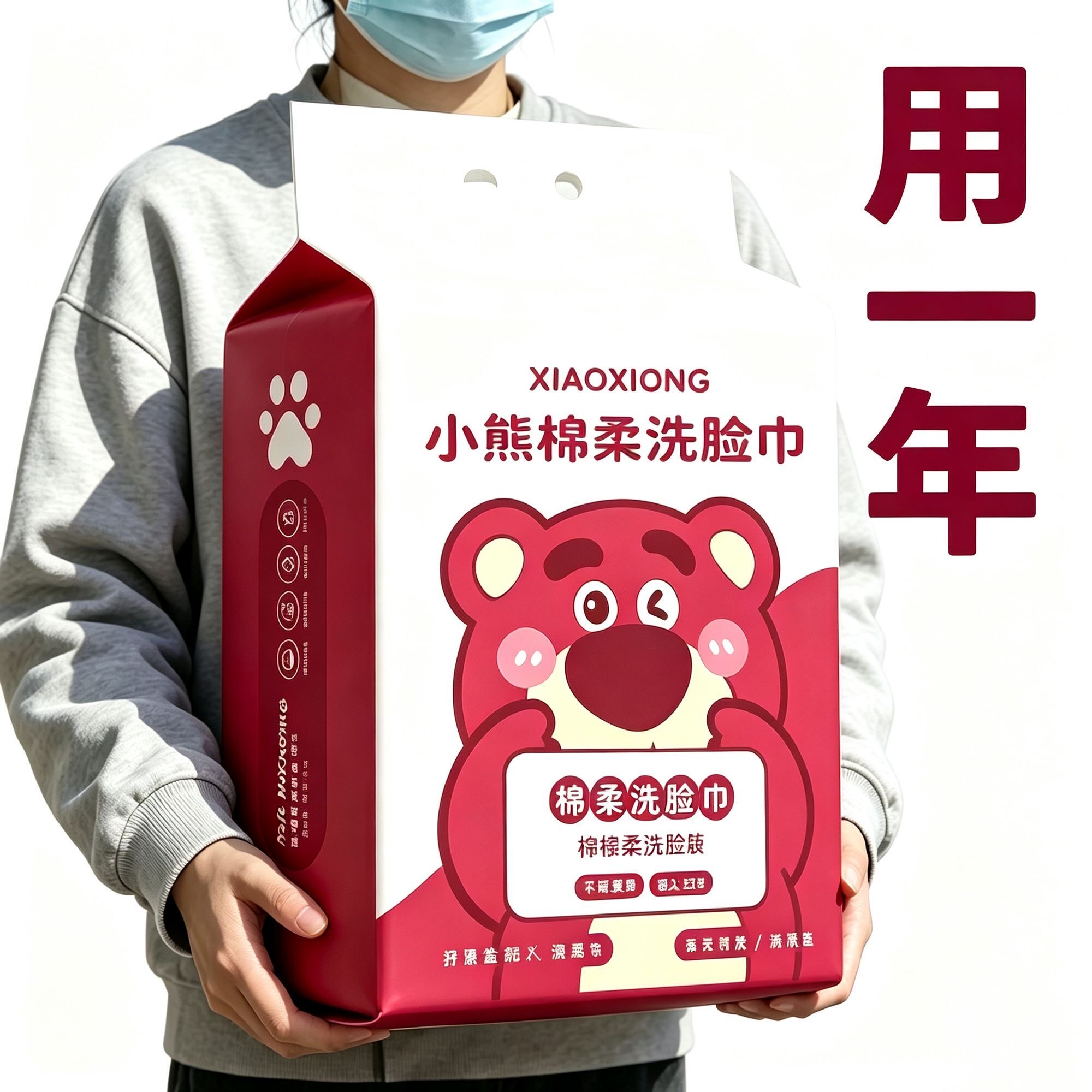 草莓熊洗脸巾一次性加厚抽取式棉柔巾婴儿擦脸毛巾卸妆巾洁面巾