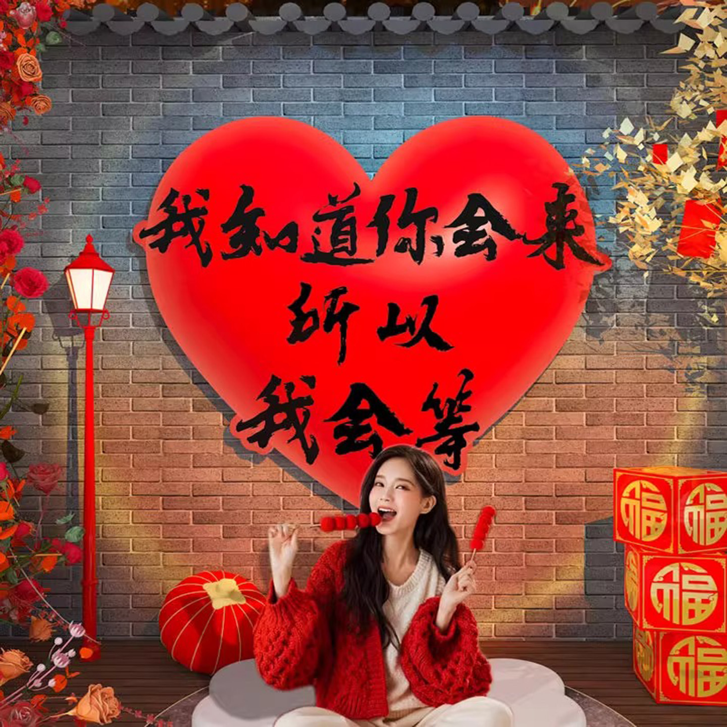 爱心打卡墙造背景网红拍照区氛围装饰摆件户外民宿小院高级感布置