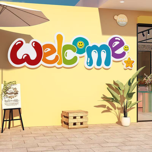welcome欢迎3d贴画背景墙装饰英文字母奶茶咖啡服装店铺墙贴