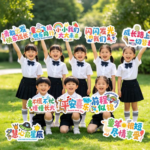 六一儿童节网红拍照道具KT板手举牌小朋友幼儿园学校教室活动表演