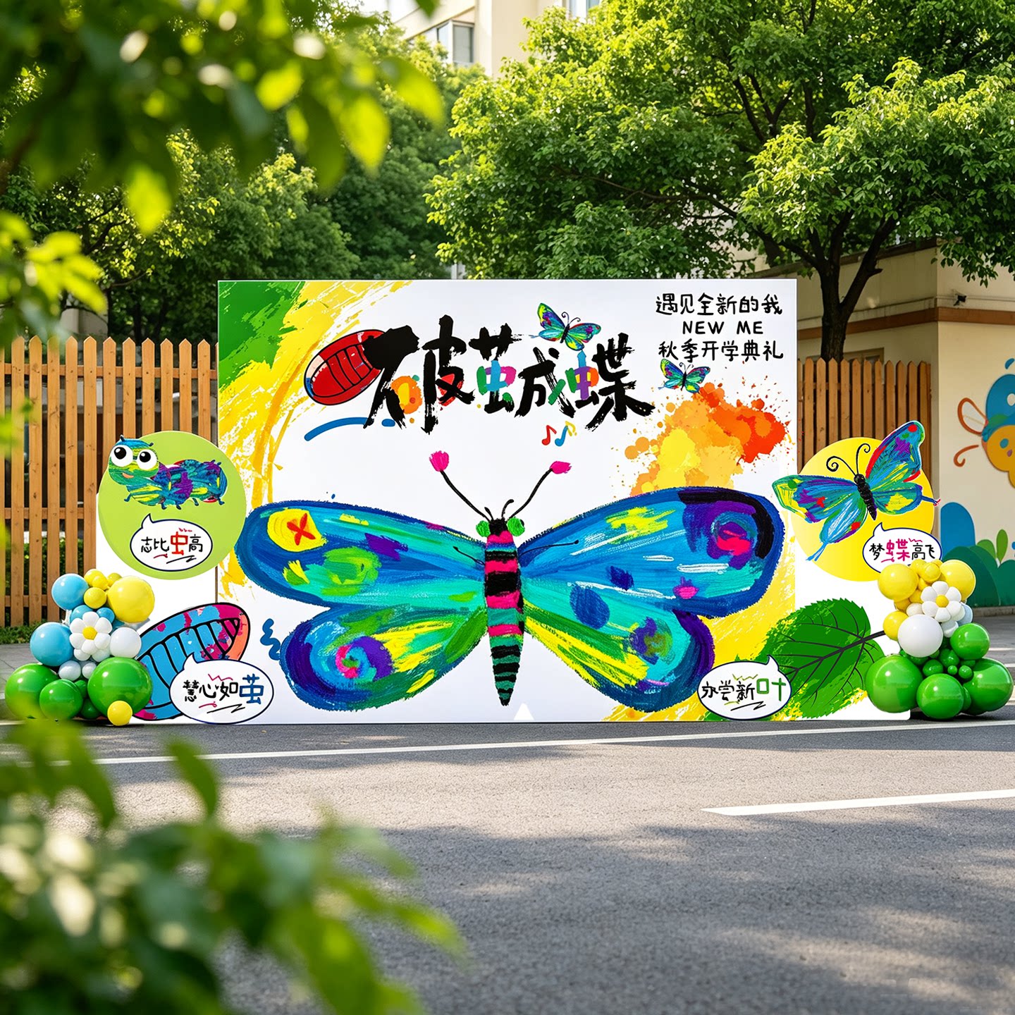 破茧成蝶幼儿园开学场景布置新学期班级氛围仪式感装饰kt板背景墙