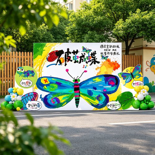 破茧成蝶幼儿园开学场景布置新学期班级氛围仪式感装饰kt板背景墙