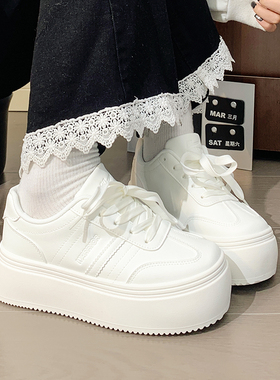 回力白色厚底增高板鞋女款2025新款百搭休闲小白鞋网红爆款德训鞋