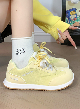 回力黄色德训鞋女2026新款爆款百搭学生轻便软底厚底运动休闲鞋子