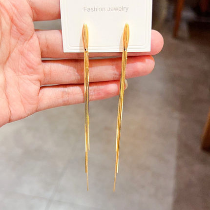 金属冷淡风金色流苏耳线女小众设计感高级轻奢气质额耳环简约耳饰
