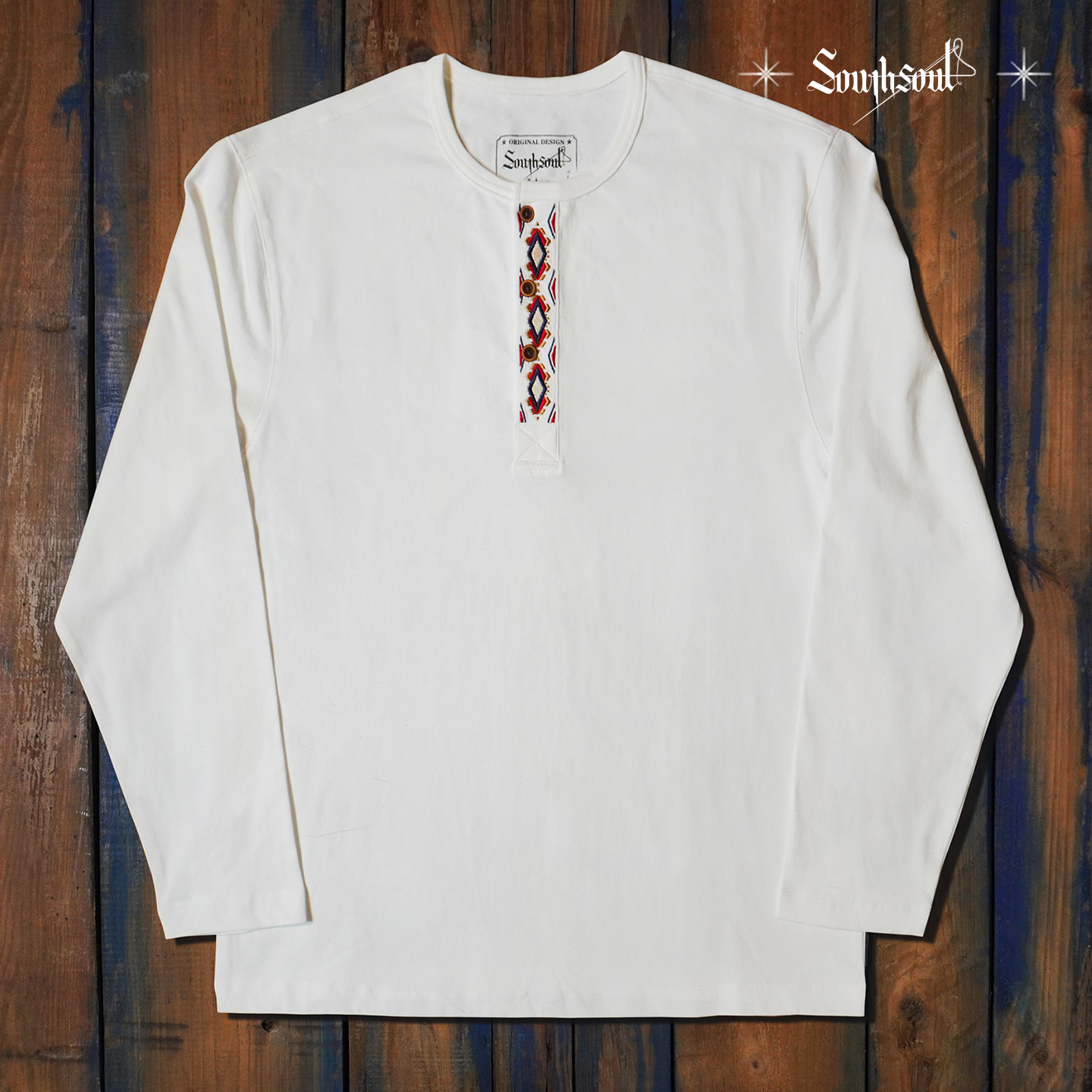 重磅纯棉美式复古定制绣花亨利衫长袖圆领纯棉t恤男Southsoul,男装,T恤,淘宝优惠券,粉丝福利购,淘宝优惠卷