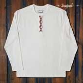 长袖 重磅纯棉美式 复古定制绣花亨利衫 圆领纯棉t恤男Southsoul