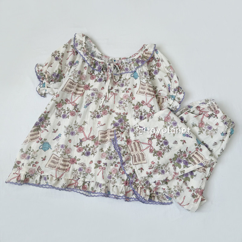 A类全棉纱布夏季甜美碎花家居服