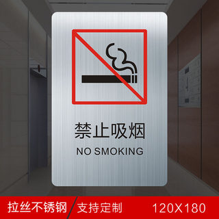 不锈钢电梯牌禁止吸烟拉丝金属烤漆丝印不锈钢标识标牌提示牌定制