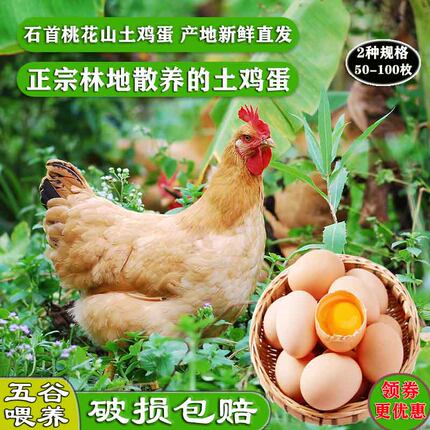 农家散养新鲜杂粮喂食宝宝孕妇石首桃花山土鸡蛋可生食湖北特产