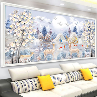 十字绣2025新款线绣简约现代客厅卧室发财麋鹿简单自己绣手工家用