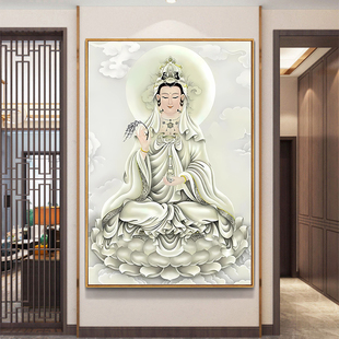 大慈大悲观世音菩萨十字绣2025新款线绣客厅手工刺绣莲画菩萨佛像