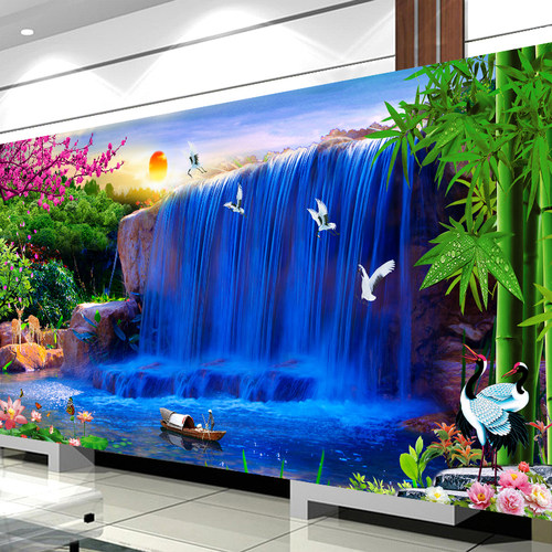 2026新款钻石画满钻客厅流水生财贴钻十字绣风景山水点砖石画大幅 - 封面
