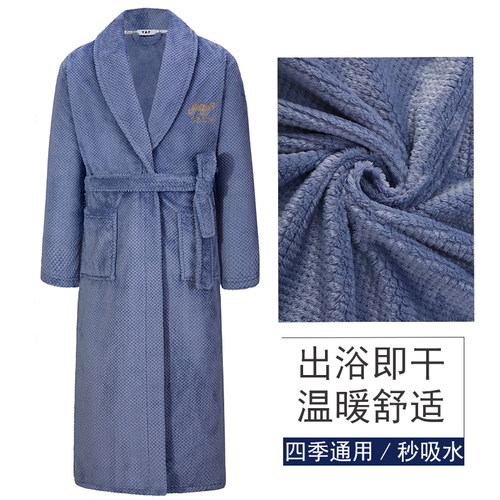 新款菠萝格情侣浴袍四季吸水速干睡袍男一体式中青年家居服浴衣女