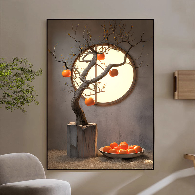 WABI-SABI 스타일의 현대적인 빛 럭셔리 거실 바닥 매달려 그림 입구 장식 그림 중국 스타일의 하이 엔드 소파 배경 벽화