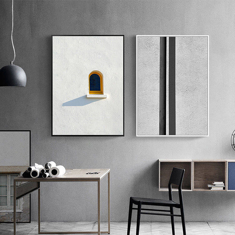 北欧风格黑白工业风装饰画极简组合客厅餐厅背景墙挂画样板间壁画