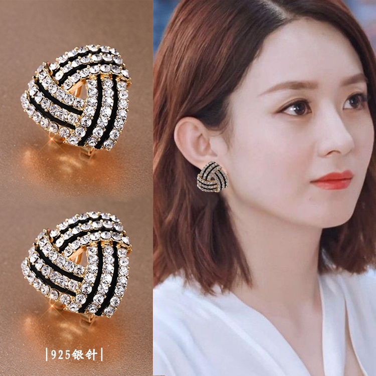 气质韩国明星同款925纯银大耳环