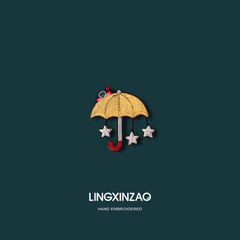 灵心造手工刺绣印度丝徽章创意高档精致雨伞胸针配饰包包别针装饰