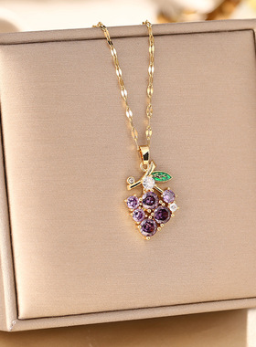 钛钢项链幸运草吊坠项链配饰锁骨链抖音网红饰品精致坠链不掉色